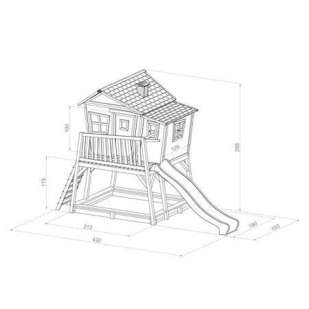 Cabane en bois avec bac &agrave; sable et toboggan pour enfant - Max