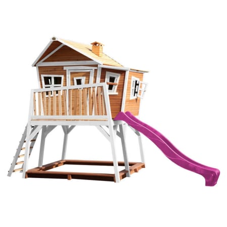 Cabane en bois avec bac &agrave; sable et toboggan pour enfant - Max