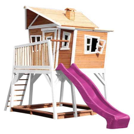 Cabane en bois avec bac &agrave; sable et toboggan pour enfant - Max