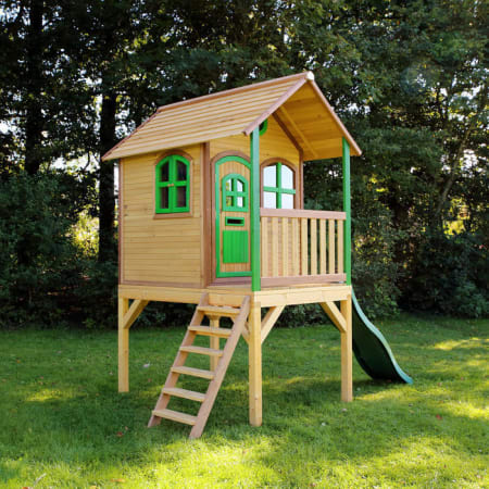 Cabane en bois avec toboggan vert pour enfant - Laura Cabane en bois avec toboggan vert pour enfant - Laura