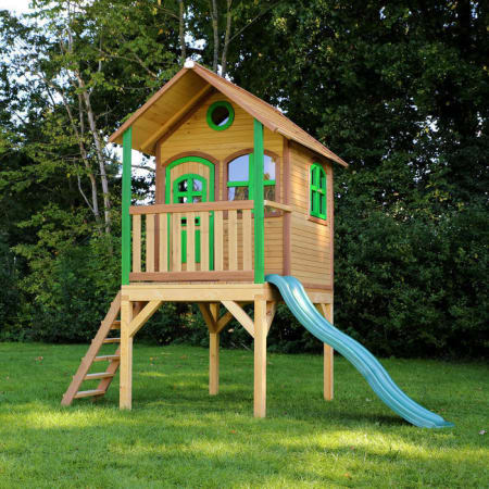 Cabane en bois avec toboggan vert pour enfant - Laura Cabane en bois avec toboggan vert pour enfant - Laura
