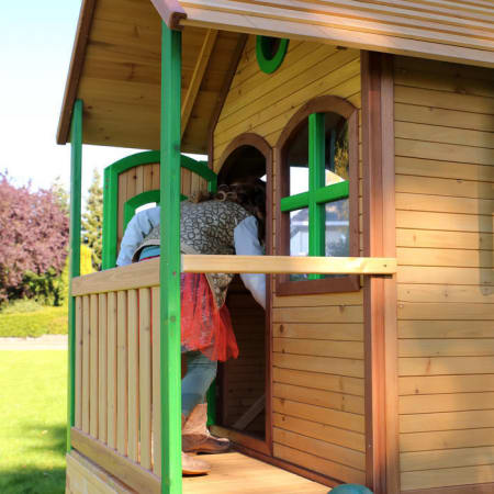Cabane en bois avec toboggan vert pour enfant - Laura Cabane en bois avec toboggan vert pour enfant - Laura