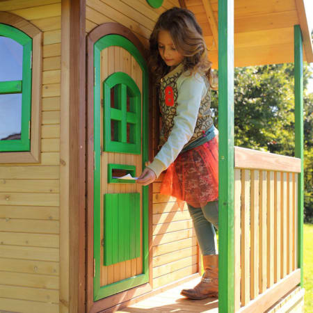 Cabane en bois avec toboggan vert pour enfant - Laura Cabane en bois avec toboggan vert pour enfant - Laura