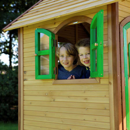 Cabane en bois avec toboggan vert pour enfant - Laura Cabane en bois avec toboggan vert pour enfant - Laura