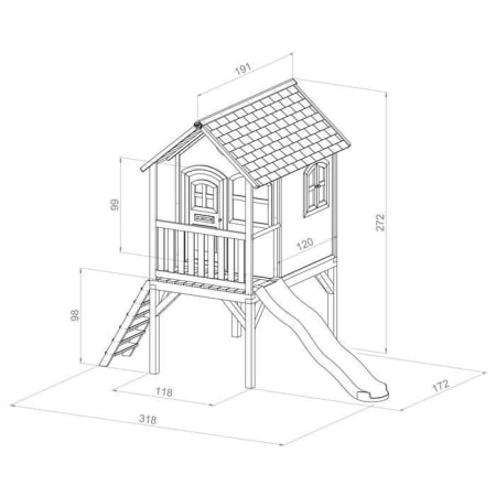 Cabane en bois avec toboggan vert pour enfant - Laura - dimension Cabane en bois avec toboggan vert pour enfant - Laura - dimension