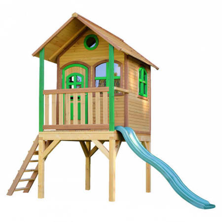 Cabane en bois avec toboggan vert pour enfant - Laura Cabane en bois avec toboggan vert pour enfant - Laura