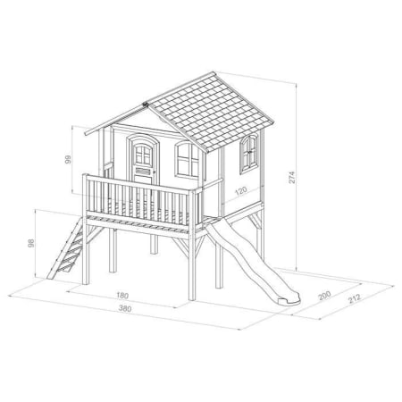 Cabane en bois avec toboggan vert pour enfant - Sophie dimension Cabane en bois avec toboggan vert pour enfant - Sophie dimension