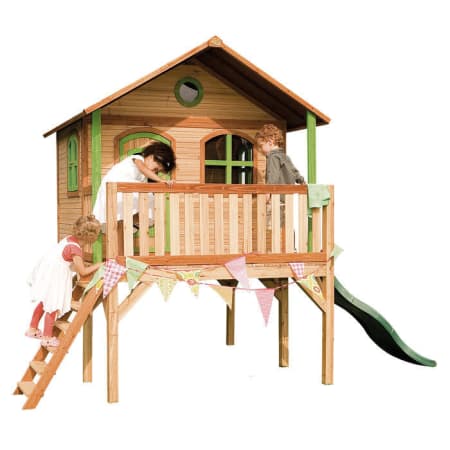 Cabane en bois avec toboggan vert pour enfant - Sophie Cabane en bois avec toboggan vert pour enfant - Sophie