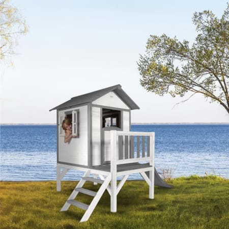 Cabane en bois pour enfant avec toboggan gris - Beach Lodge XL Cabane en bois pour enfant avec toboggan gris - Beach Lodge XL