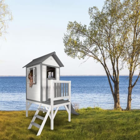 Cabane en bois pour enfant avec toboggan gris - Beach Lodge XL Cabane en bois pour enfant avec toboggan gris - Beach Lodge XL