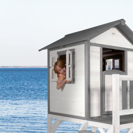 Cabane en bois pour enfant avec toboggan gris - Beach Lodge XL Cabane en bois pour enfant avec toboggan gris - Beach Lodge XL