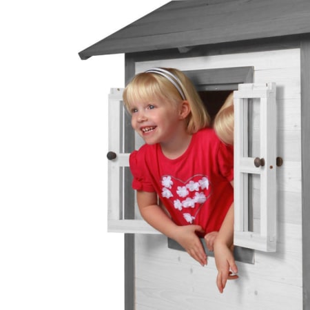 Cabane en bois pour enfant avec toboggan gris - Beach Lodge XL Cabane en bois pour enfant avec toboggan gris - Beach Lodge XL