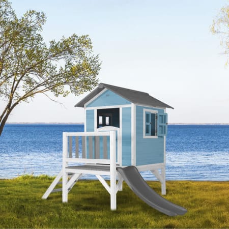 Cabane en bois pour enfant avec toboggan gris - Beach Lodge XL Cabane en bois pour enfant avec toboggan gris - Beach Lodge XL