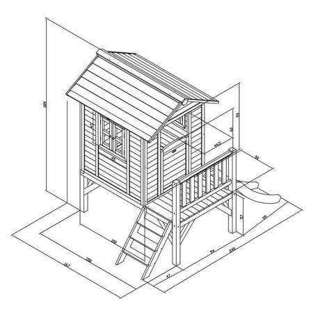 Cabane en bois pour enfant avec toboggan gris - Beach Lodge XL Cabane en bois pour enfant avec toboggan gris - Beach Lodge XL