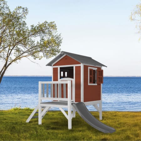 Cabane en bois pour enfant avec toboggan gris - Beach Lodge XL Cabane en bois pour enfant avec toboggan gris - Beach Lodge XL