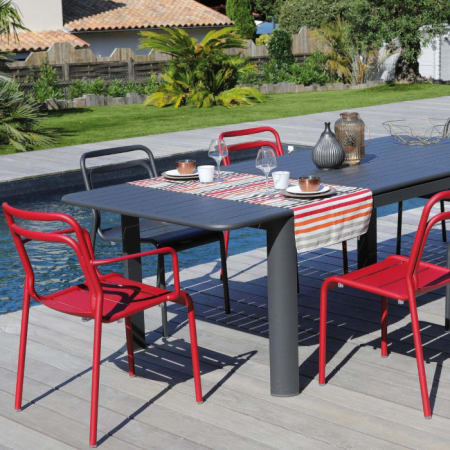 Fauteuil de jardin empilable aluminium - EOS - rouge