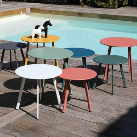 Table basse de jardin ronde acier &eacute;poxy - Massa&iuml; - &Oslash; 40 cm