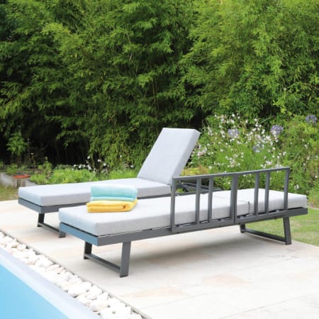 Bain de soleil Lounge aluminium et tissu - Modulo - Dossier amovible Bain de soleil Lounge aluminium et tissu - Modulo - Dossier amovible