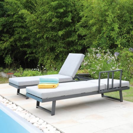 Bain de soleil Lounge aluminium et tissu - Modulo - Dossier amovible Bain de soleil Lounge aluminium et tissu - Modulo - Dossier amovible