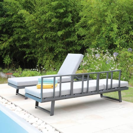 Bain de soleil Lounge aluminium et tissu - Modulo - Dossier amovible Bain de soleil Lounge aluminium et tissu - Modulo - Dossier amovible