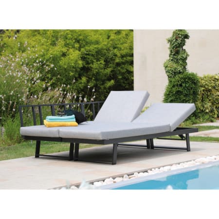 Bain de soleil Lounge aluminium et tissu - Modulo - Dossier relevé Bain de soleil Lounge aluminium et tissu - Modulo - Dossier relevé