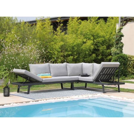 Bain de soleil Lounge aluminium et tissu - Modulo - Salon d'angle Bain de soleil Lounge aluminium et tissu - Modulo - Salon d'angle