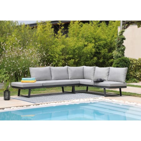 Bain de soleil Lounge aluminium et tissu - Modulo - Salon d'angle Bain de soleil Lounge aluminium et tissu - Modulo - Salon d'angle