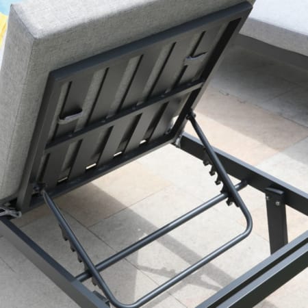 Zoom réglage Bain de soleil Lounge aluminium et tissu - Modulo - graphite/chiné gris Zoom réglage Bain de soleil Lounge aluminium et tissu - Modulo - graphite/chiné gris