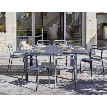 Table de jardin extensible aluminium - EOS - L.140/200 x l.140 cm - 8/10 personnes - graphite + Eos Table de jardin extensible aluminium - EOS - L.140/200 x l.140 cm - 8/10 personnes - graphite + Eos