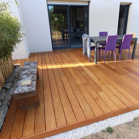 Kit terrasse complet - GARAPA - Ep.21 mm x l.145 mm - L.1,55 m - À partir de 10 m² Kit terrasse complet - GARAPA - Ep.21 mm x l.145 mm - L.1,55 m - À partir de 10 m²