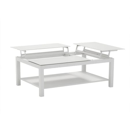 Table basse aluminium avec plateaux élévateurs - Butterfly - L.120 x 80 cm - Blanc Table basse aluminium avec plateaux élévateurs - Butterfly - L.120 x 80 cm - Blanc