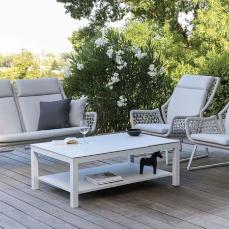 Table basse aluminium avec plateaux élévateurs - Butterfly - L.120 x 80 cm - Vue d'ensemble Table basse aluminium avec plateaux élévateurs - Butterfly - L.120 x 80 cm - Vue d'ensemble