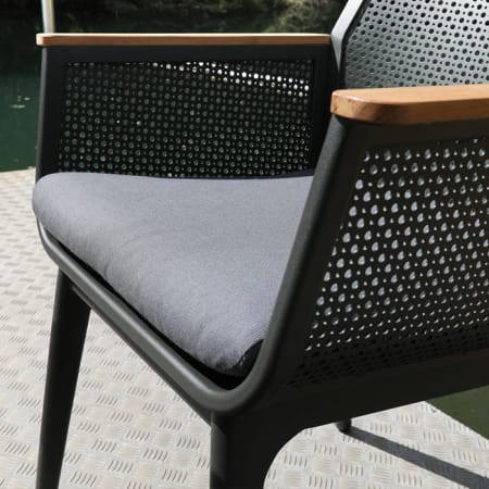 Chaise de jardin aluminium accoudoirs Teck FSC® - Maestro - Zoom assise Chaise de jardin aluminium accoudoirs Teck FSC® - Maestro - Zoom assise