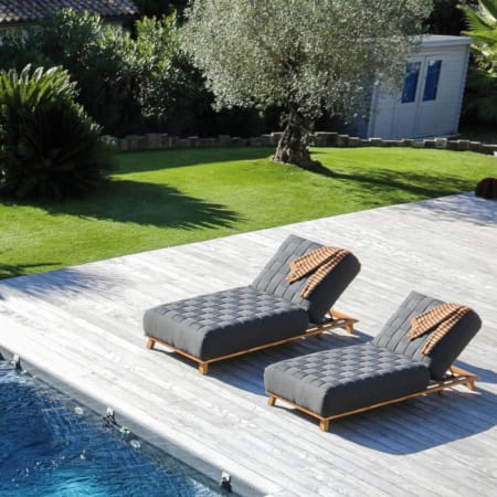 Bain de soleil tissu Sunbrella® structure Teck FSC® - Icon - Vue d'ensemble Bain de soleil tissu Sunbrella® structure Teck FSC® - Icon - Vue d'ensemble