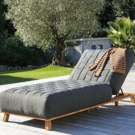 Bain de soleil tissu Sunbrella® structure Teck FSC® - Icon - Zoom lit Bain de soleil tissu Sunbrella® structure Teck FSC® - Icon - Zoom lit