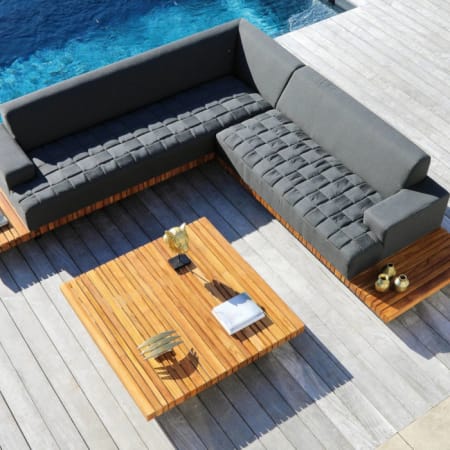 Méridienne tissu Sunbrella® plateau Teck FSC® - Icon - 2 places - Vue d'ensemble Méridienne tissu Sunbrella® plateau Teck FSC® - Icon - 2 places - Vue d'ensemble