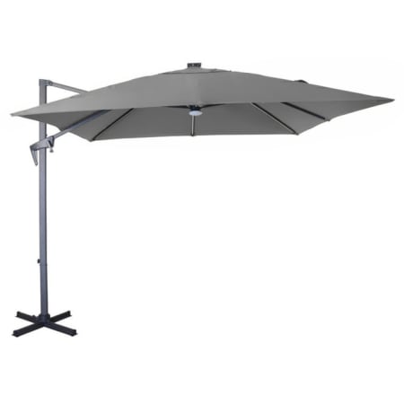 Parasol déporté led solaire - Elios - L.3 x l.3 m - Gris chiné clair Parasol déporté led solaire - Elios - L.3 x l.3 m - Gris chiné clair