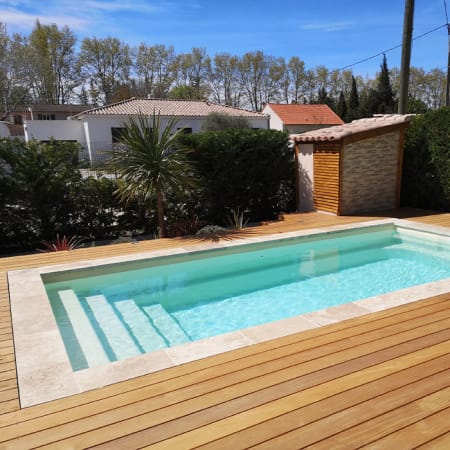 Kit terrasse complet - GARAPA - Ep.21 mm x l.145 mm - L.1,55 m - À partir de 10 m² Kit terrasse complet - GARAPA - Ep.21 mm x l.145 mm - L.1,55 m - À partir de 10 m²