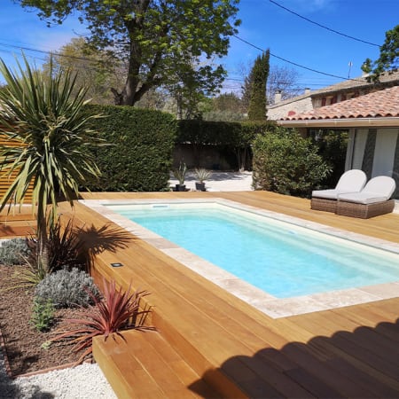 Kit terrasse complet - GARAPA - Ep.21 mm x l.145 mm - L.1,55 m - À partir de 10 m² Kit terrasse complet - GARAPA - Ep.21 mm x l.145 mm - L.1,55 m - À partir de 10 m²