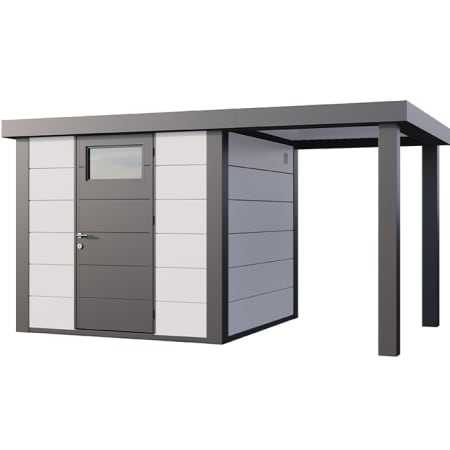 Abri de JardinELEGANTO 2424lounge S ouvert D - Fa&ccedil;ade L.238 x l.238 cm - lounge L 168 x l 258 cm - 5,7 m&sup2; et 4 m&sup2;