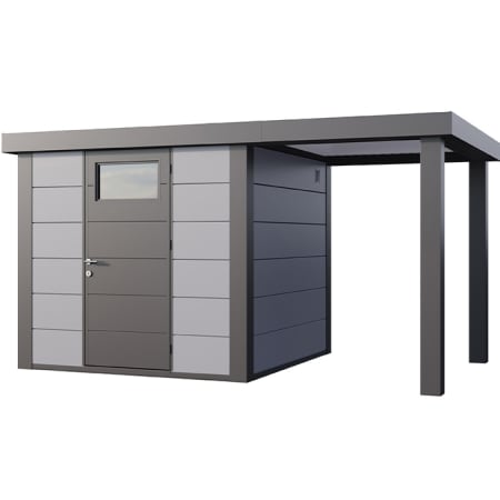 Abri de JardinELEGANTO 2424lounge S ouvert D - Fa&ccedil;ade L.238 x l.238 cm - lounge L 168 x l 258 cm - 5,7 m&sup2; et 4 m&sup2;