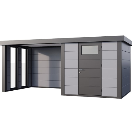 Abri de Jardin ELEGANTO 2424 lounge S ferm&eacute; fen&ecirc;tres G - Fa&ccedil;ade L.238 x l.238 cm - lounge L.284 x l.258 cm - 5,7m&sup2; et 6,8m&sup2;