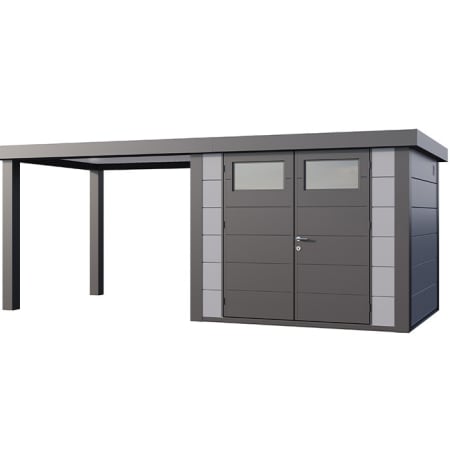 Abri de Jardin ELEGANTO 2724 lounge L ouvert G - Fa&ccedil;ade L.268 x l.238 cm - lounge L.288 x l.258 cm - 6,4 m&sup2; et 6,8 m&sup2;