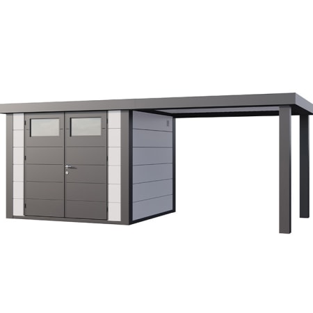 Abri de Jardin ELEGANTO 2724  lounge L ouvert D - Fa&ccedil;ade L.268 x l.238 cm - lounge L.284 x l.258 cm - 6,4 m&sup2; et 6,8 m&sup2;