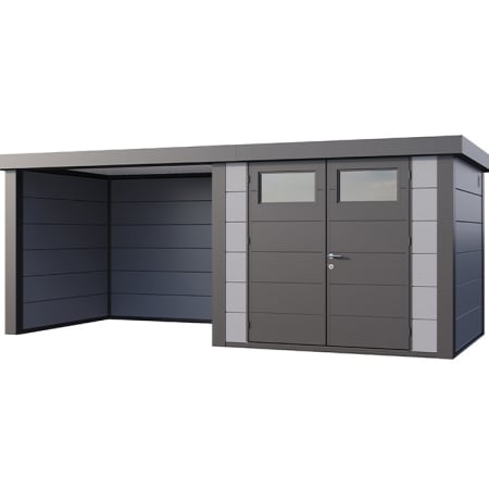 Abri de Jardin ELEGANTO 2724 lounge S ferm&eacute; G - Fa&ccedil;ade L.268 x l.238 cm - lounge L.288 x l.258 cm - 6,4 m&sup2; et 6,8 m&sup2;