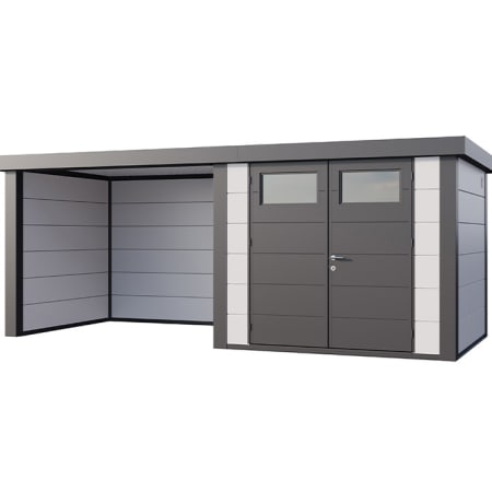 Abri de Jardin ELEGANTO 2724 lounge S ferm&eacute; G - Fa&ccedil;ade L.268 x l.238 cm - lounge L.288 x l.258 cm - 6,4 m&sup2; et 6,8 m&sup2;