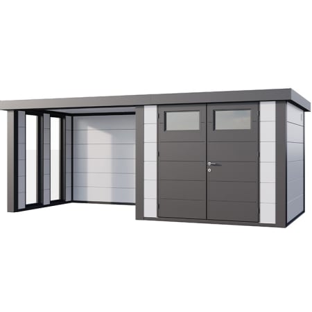 Abri de Jardin ELEGANTO 2724  lounge S ferm&eacute; fen&ecirc;tres G - Fa&ccedil;ade L.268 x l.238 cm - lounge L.288 x l.258 cm - 6,4 m&sup2; et 6,8 m&sup2;