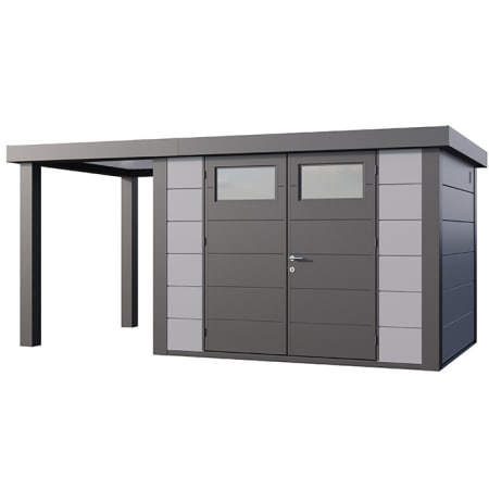 Abri de Jardin ELEGANTO 3024 lounge S ouvert G - Fa&ccedil;ade L.298 x l.238 cm - lounge L.168 x l.258 cm - 7,1 m&sup2; et 4 m&sup2;