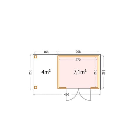 Abri de Jardin ELEGANTO 3024 lounge S ouvert G - Façade L.298 x l.238 cm - lounge L.168 x l.258 cm - 7,1 m² et 4 m² plan Abri de Jardin ELEGANTO 3024 lounge S ouvert G - Façade L.298 x l.238 cm - lounge L.168 x l.258 cm - 7,1 m² et 4 m² plan