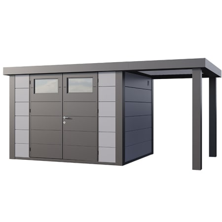 Abri de Jardin ELEGANTO 3024 lounge S ouvert D - Fa&ccedil;ade L.298 x l.238 cm - lounge L.168 x l.258 cm - 7,1 m&sup2; et 4 m&sup2;